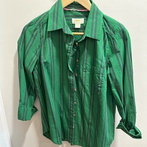 Maeve by Anthropologie Green & Navy button up shirt Size M
